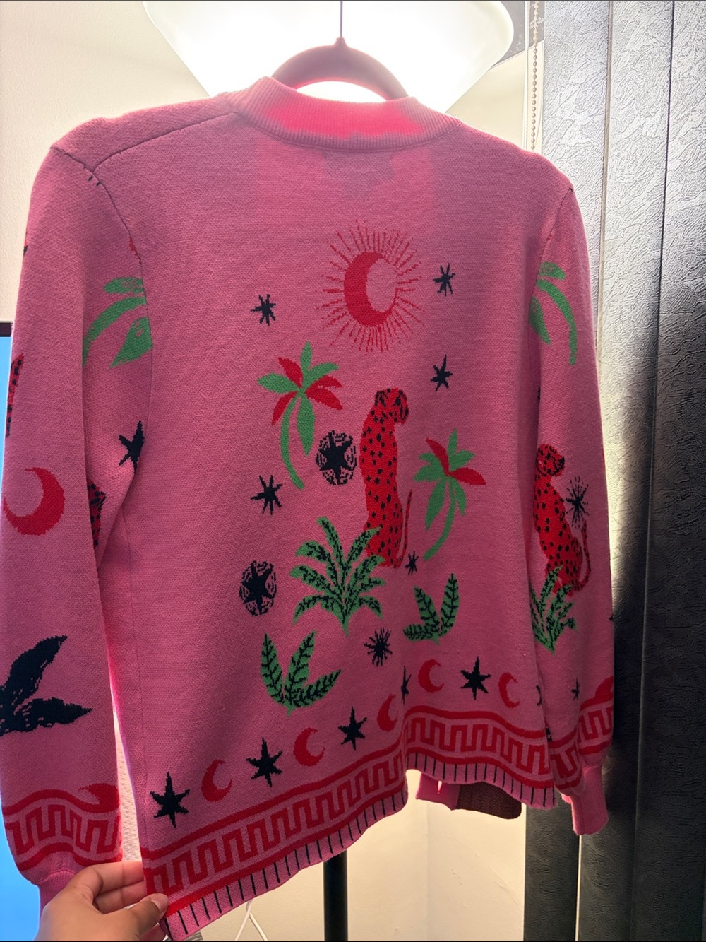Never Fully Dressed Pink Leopard & Palm Patterned Cardigan